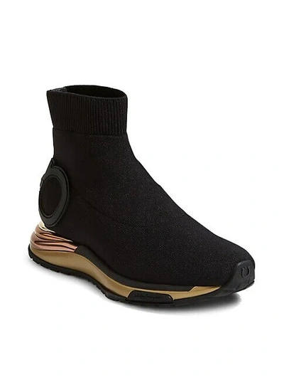 Pre-owned Ferragamo Gancini Sock Sneakers Size 6.5 Msrp: $950.00 In Black