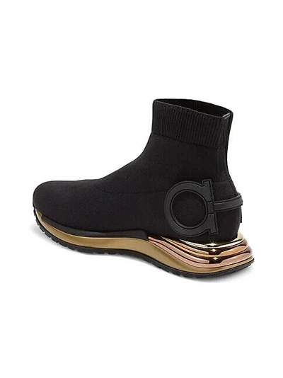 Pre-owned Ferragamo Gancini Sock Sneakers Size 6.5 Msrp: $950.00 In Black