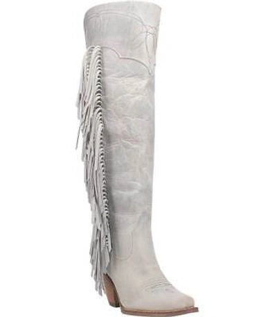 Pre-owned Dingo Women's Sky High Leather Boot Off White