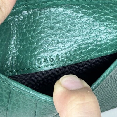 Pre-owned Gucci Interlocking Gg Bifold Leather Wallet Black With Green Interior