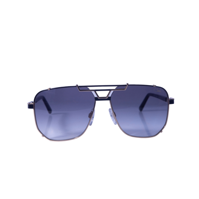 Pre-owned Cazal Rectangular Sunglasses 9090-001 Black Gold Frame Grey Lenses In Gray