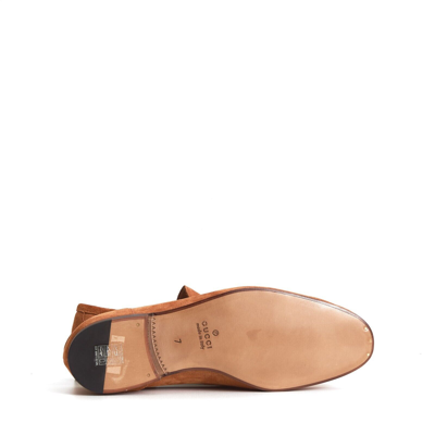 Pre-owned Gucci 920$ Men's Brown Suede Jordaan Loafers - Horsebit