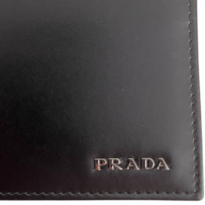 Pre-owned Prada Vitello Portaf A. Molla Leather Money Clip Wallet Nero (black) 2mn077 C