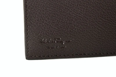 Pre-owned Ferragamo Salvatore  Men's Chocolate Brown Pebbled Leather Bifold Wallet