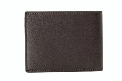 Pre-owned Ferragamo Salvatore  Men's Chocolate Brown Pebbled Leather Bifold Wallet