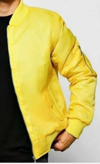 Pre-owned Handmade Yellow Real Lamb Skin Soft Leather Jacket All Sizes