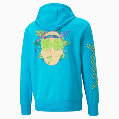 Pre-owned Rick And Morty Puma X  X Lamelo Ball Men's Basketball Hoodie Sweater S In Blue