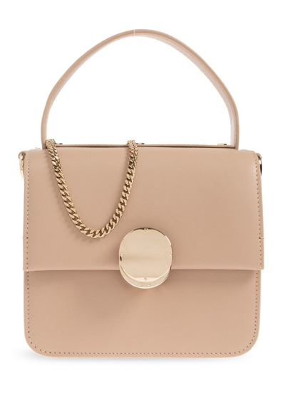 Shop Chloé Penelope Foldover Top Handle Bag In Beige