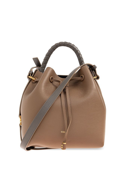 Shop Chloé Marcie Drawstring Top Handle Bag In Brown