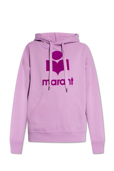 Shop Isabel Marant Étoile Mansel Logo Printed Drawstring Hoodie In Purple