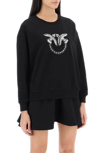 Shop Pinko Nelly Sweatshirt With Love Birds Embroidery