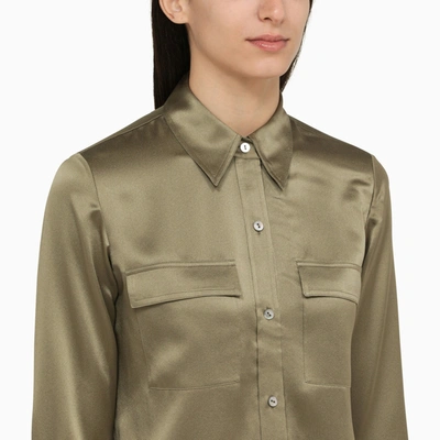 Shop Vince Classic Green Silk Shirt