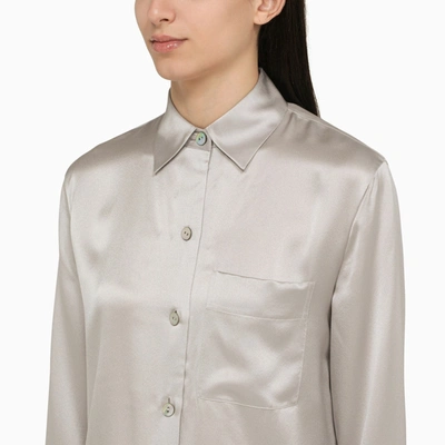 Shop Vince Classic Pearl Grey Silk Shirt