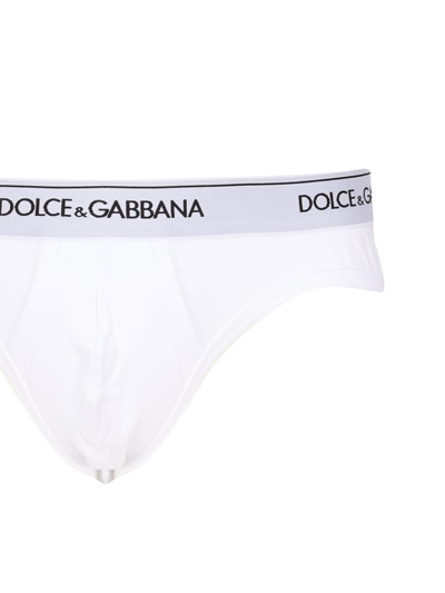 Shop Dolce & Gabbana Slip In Cotton Pack For 2 In Bianco Ottico