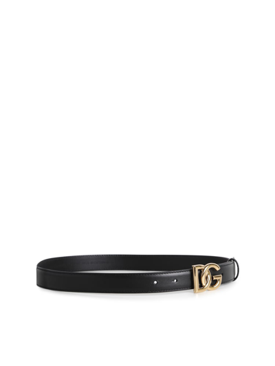 Shop Dolce & Gabbana Woven Logo Belt In Black