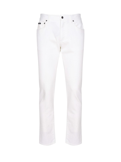 Shop Dolce & Gabbana Slim-fit Jeans With Logo Plaque In Variante Abbinata