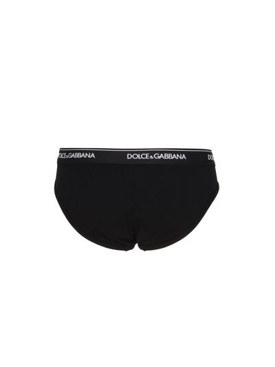 Shop Dolce & Gabbana Slip In Cotton Pack For 2 In Black