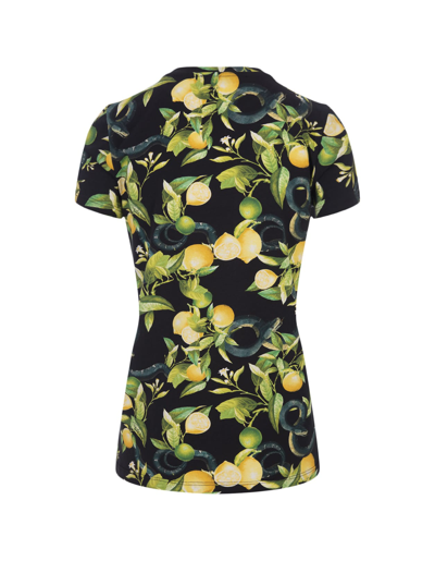 Shop Roberto Cavalli Black T-shirt With Lemons Print