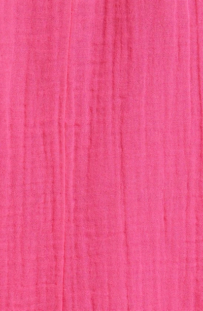 Xirena Selene Long Sleeve Cotton Gauze Midi Shirtdress In Pink Raspberry