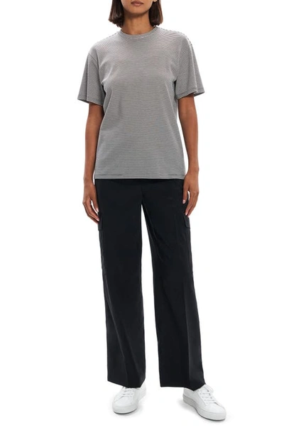 Theory Perfect Stripe Knit Top In Charcoal Multi