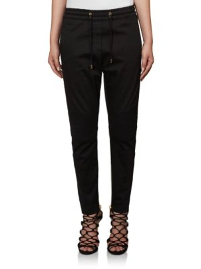 Shop Balmain Moto Jogger Pants In Black