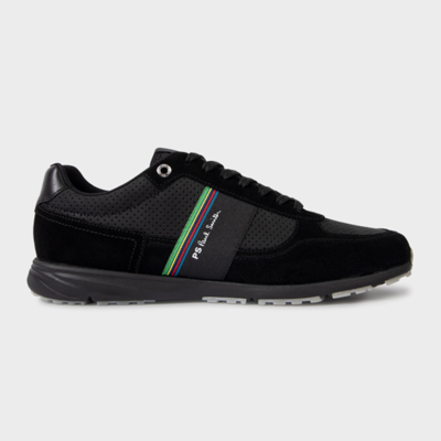 Shop Ps By Paul Smith Black 'huey' 'sports Stripe' Trainers In Blacks