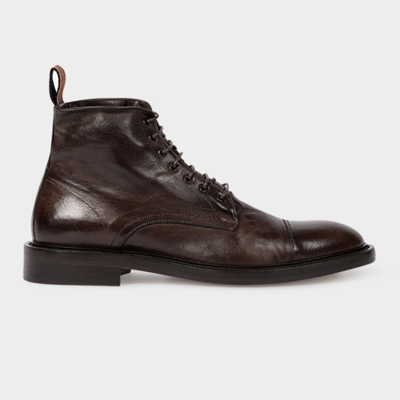 Shop Paul Smith Dark Brown Leather 'newland' Boots In Browns