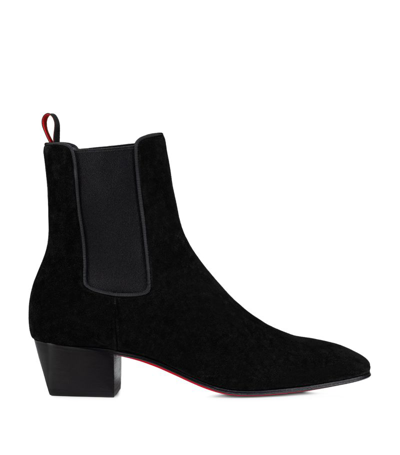 Shop Christian Louboutin Suede Rosalio Ankle Boots 40 In Black