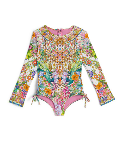 Shop Camilla Printed Long-sleeve Swimsuit (4-12 Years) In Multi