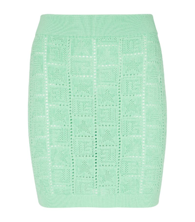 Shop Balmain Jacquard Monogram Mini Skirt In Green