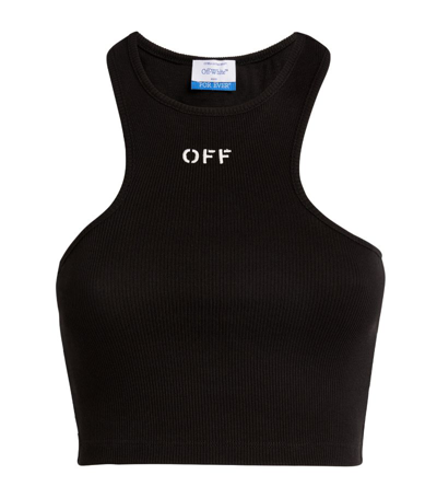 Shop Off-white Cropped Logo Tank Top In Black