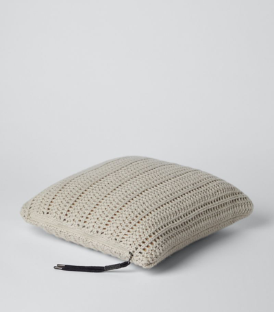 Shop Brunello Cucinelli Cashmere Knitted Cushion (40cm X 40cm) In Cbeige