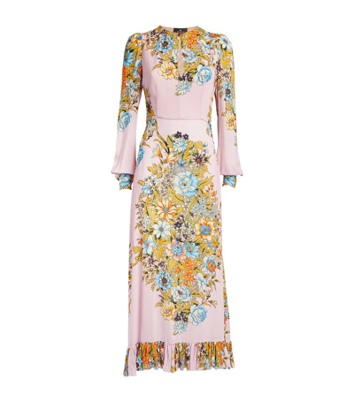Shop Etro Floral Print Midi Dress In Multi