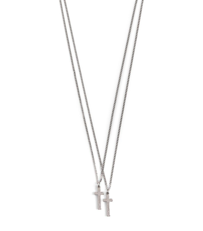 Shop Dsquared2 Double Cross Necklace In Silver