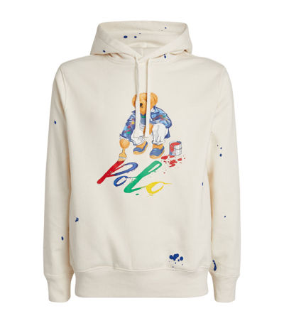 Shop Polo Ralph Lauren Painting Polo Bear Hoodie In Ivory