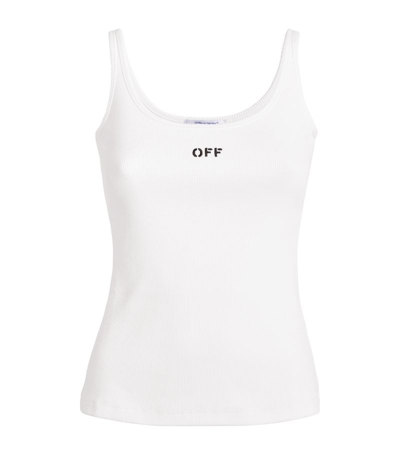 Shop Off-white Ribbed Logo Tank Top In White