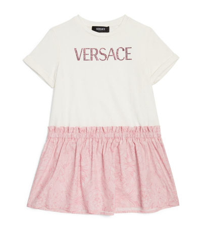 Shop Young Versace Versace Kids Logo T-shirt Dress (4-14 Years) In White