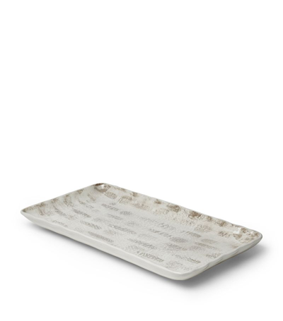 Shop Brunello Cucinelli Ceramic Tradition Rectangular Tray (41cm) In White