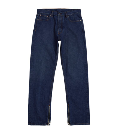 Shop Off-white Zip-detail Straight Jeans In Blue