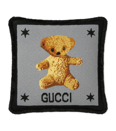 Shop Gucci Wool Bear Cushion (45cm X 45cm) In Grey