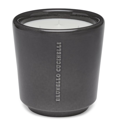 Shop Brunello Cucinelli 3-wick Ebano Candle (18cm) In Grey