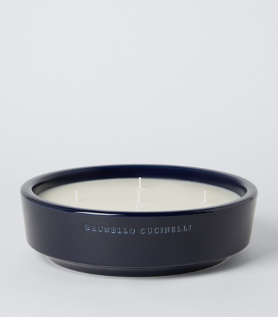 Shop Brunello Cucinelli 5-wick Ebano Candle (28cm) In Blue