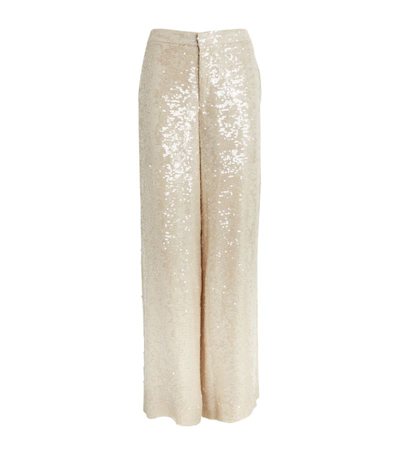 Shop Lapointe Sequinned Wide-leg Trousers In Grey