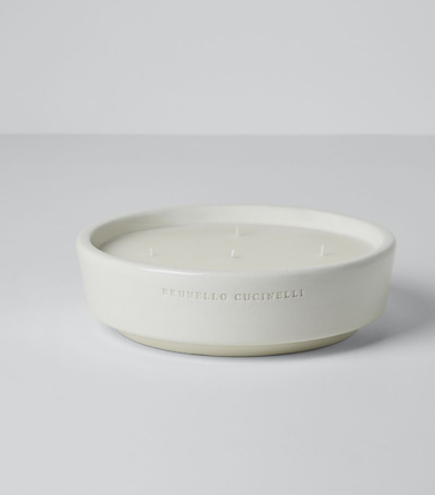 Shop Brunello Cucinelli 5-wick Ebano Candle (28cm) In White