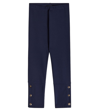 Shop Versace Jersey Leggings In Blue