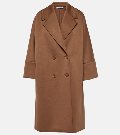 Shop 's Max Mara Epopea Double-breasted Jersey Coat In Brown