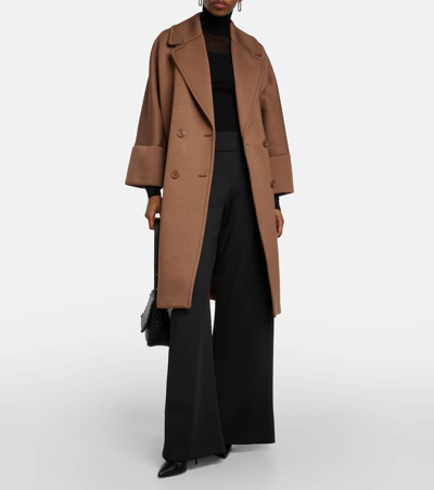 Shop 's Max Mara Epopea Double-breasted Jersey Coat In Brown