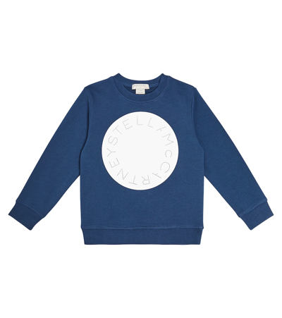 Shop Stella Mccartney Logo Cotton Fleece Sweatshirt In Blue