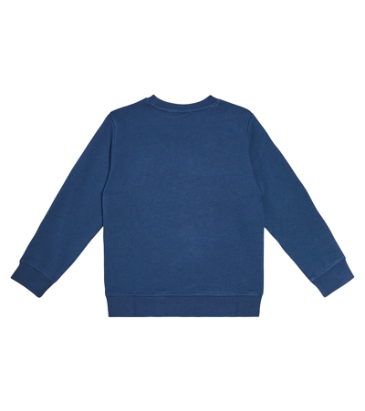 Shop Stella Mccartney Logo Cotton Fleece Sweatshirt In Blue