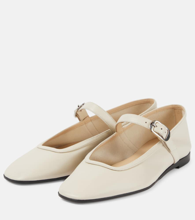 Le Monde Beryl Grosgrain-trimmed Velvet Mary Jane Ballet Flats In White